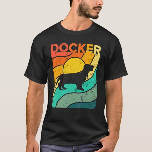 Docker ヴィンテージ サンセット ママ パパ tシャツ (正面)