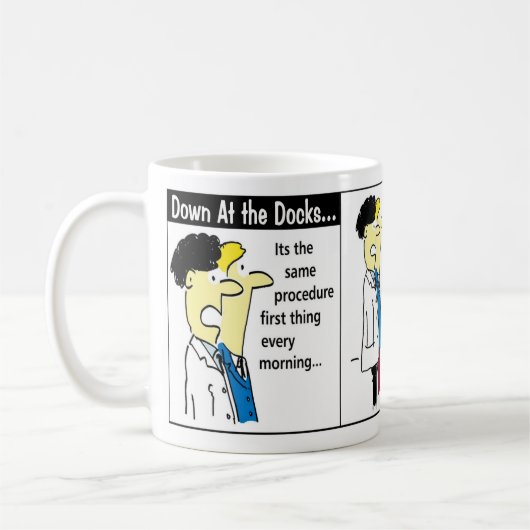 Docker Shipping Container Cartoonユーモア コーヒーマグカップ (左)