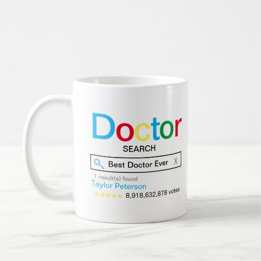 Doctor 最高の Ever Search Engineの結果（名前あり） コーヒーマグカップ (左)