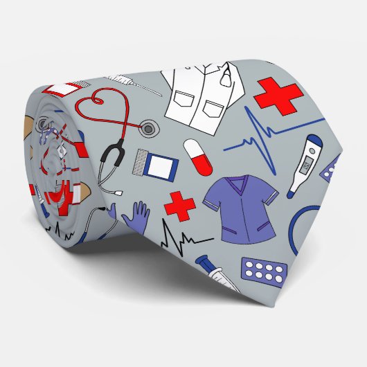 Doctor and Nurse Patterned Graduation ネクタイ (ロール)