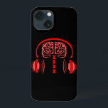 Doctor Brain Tissue 聞's to Music iPhone 13 Miniケース<br><div class="desc">赤いヘッドセットが音を人間の脳に波打つ。</div>
