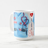 Doctor Coat Stethoscope Mug | Custom Medical Nurse コーヒーマグカップ (正面左)