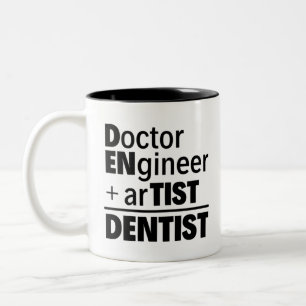 DOctor+ENgineer+ArTIST=歯科医 歯おもしろい医者 ツートーンマグカップ