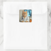 Doctor Ginger Cat With Stethoscope スクエアシール (バッグ)