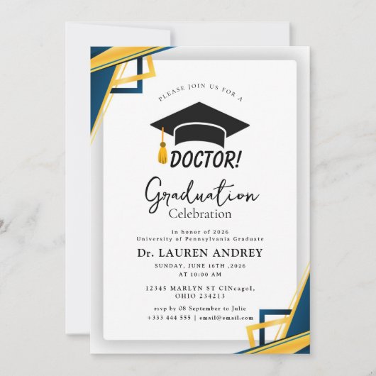 Doctor Graduation Party Invitation 招待状 (正面)
