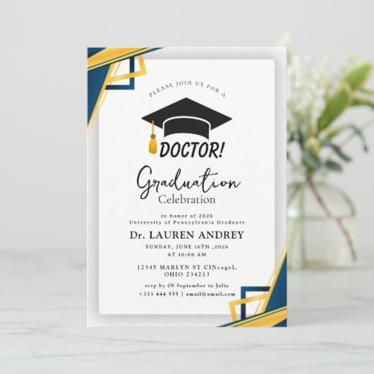 Doctor Graduation Party Invitation 招待状 (スタンド正面)