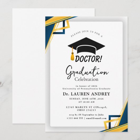 Doctor Graduation Party Invitation 招待状 (正面/裏面)