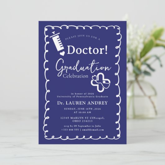 Doctor Graduation Party Invitation 招待状 (スタンド正面)