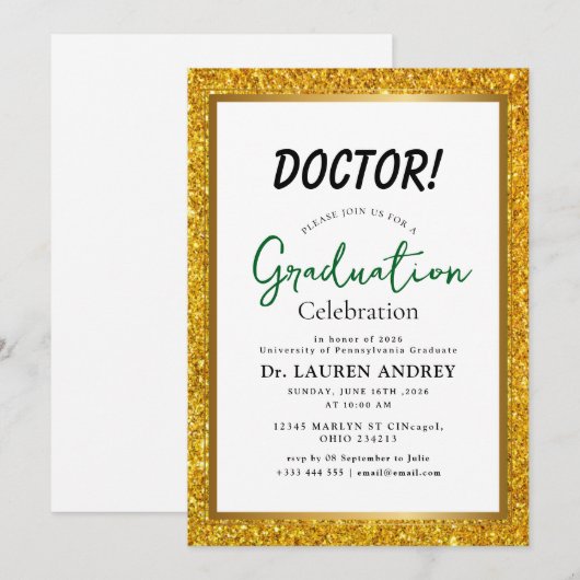 Doctor Graduation Party Invitation 招待状 (正面/裏面)