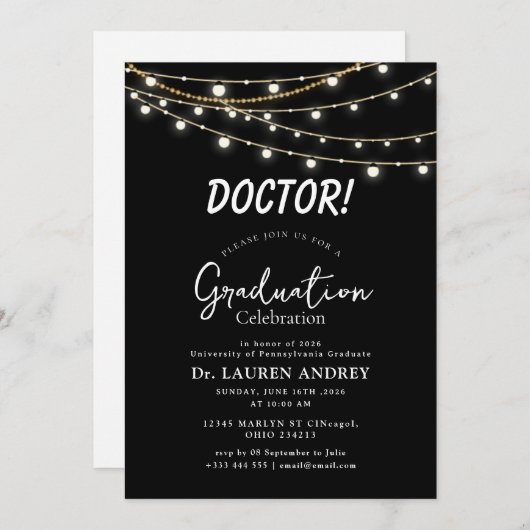 Doctor Graduation Party Invitation 招待状 (正面/裏面)