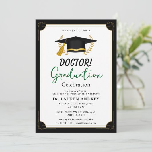 Doctor Graduation Party Invitation 招待状 (スタンド正面)