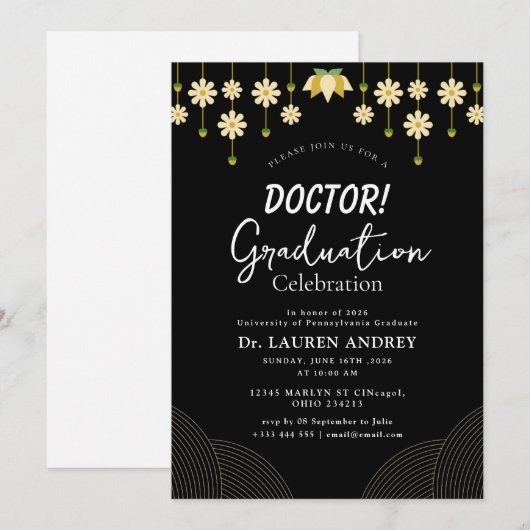 Doctor Graduation Party Invitation 招待状 (正面/裏面)