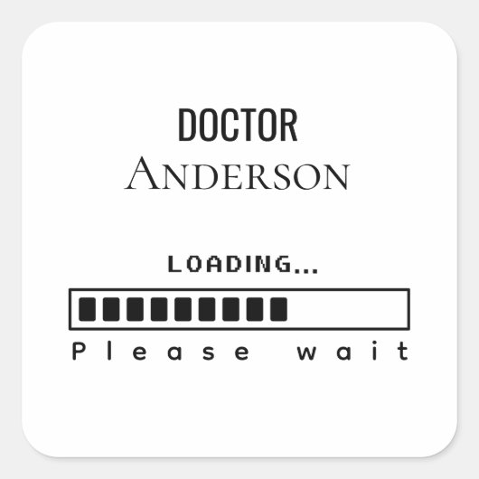 Doctor Name Loading — Minimalist Graduation Design スクエアシール (正面)