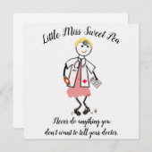 Doctor Note Card w Little Miss Sweet Pea 招待状 (正面/裏面)