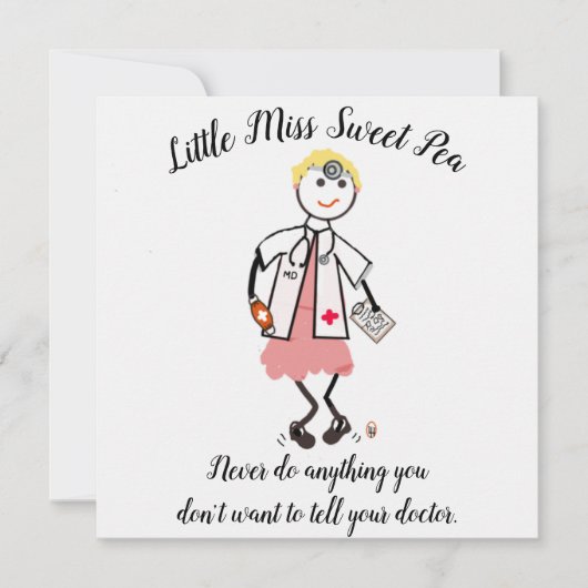 Doctor Note Card w Little Miss Sweet Pea 招待状 (正面)
