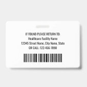 Doctor Nurse ID Badge Photo Logo Modern Red バッジ (裏面)