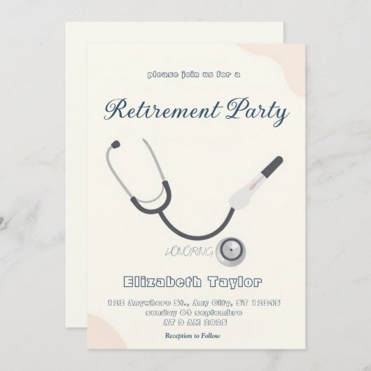 Doctor nurse retirement invitation 招待状 (正面/裏面)