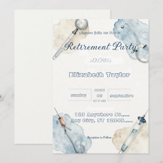 Doctor nurse retirement invitation 招待状 (正面/裏面)