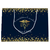 Doctor Nursing Practice Graduation Navy Blue Gold ラージペーパーバッグ (正面)