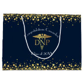 Doctor Nursing Practice Graduation Navy Blue Gold ラージペーパーバッグ (裏面)