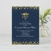 Doctor Nursing Practice Graduation Navy Blue Gold 招待状 (スタンド正面)