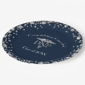 Doctor Nursing Practice Graduation NavyBlue Silver ペーパープレート (アングル)