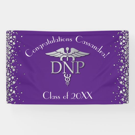 Doctor Nursing Practice Graduation Purple Silver 横断幕 (横)