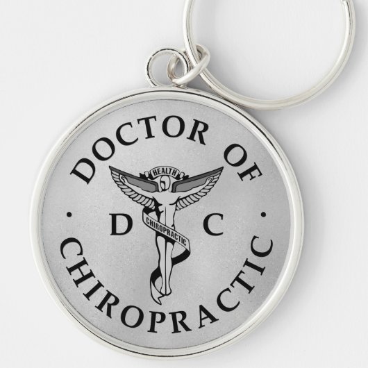 Doctor of Chiropractic Logo on Silver Background キーホルダー (正面)