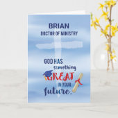 Doctor of Ministry Cross Blue Water color カード (黄色い花)