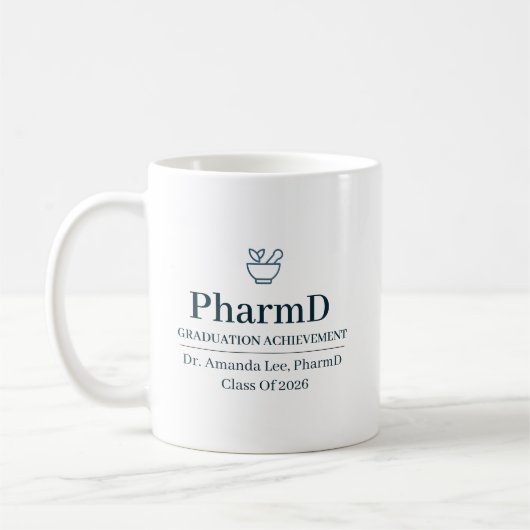 Doctor of Pharmacy Custom Name Since Year コーヒーマグカップ (左)