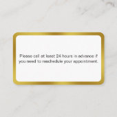 Doctor Office金ゴールドホワイトあなたの次のアポイントメント 予約カード (裏面)