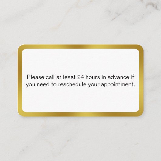 Doctor Office金ゴールドホワイトあなたの次のアポイントメント 予約カード (裏面)