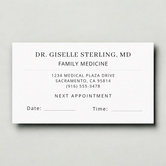Doctor Office Appointment Card 予約カード