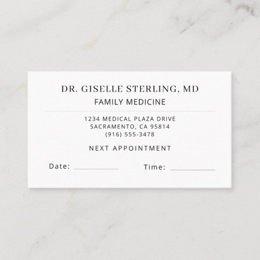Doctor Office Appointment Card 名刺 (正面)