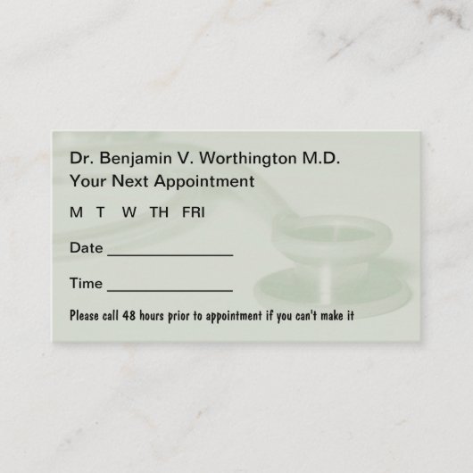 Doctor Office Patient Appointment Cards 予約カード (正面)