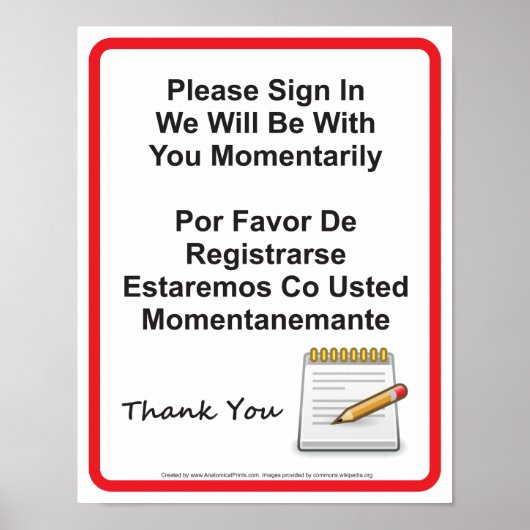 Doctor Office Patient Sign In Wall Sign ポスター (正面)