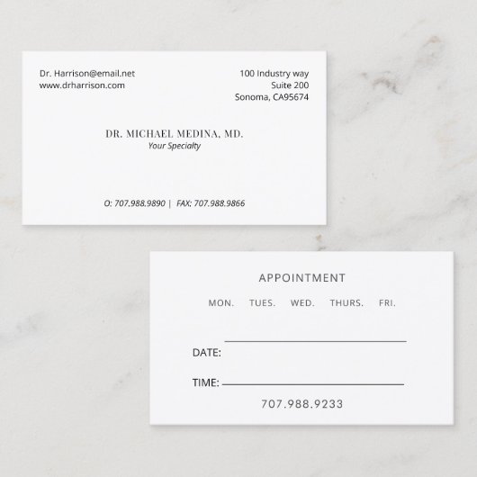 Doctor Physician Appointment Reminder And  名刺 (正面/裏面)