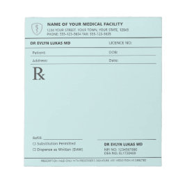 Doctor Prescription Editable Pastel Blue Medical ノートパッド