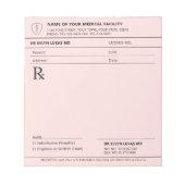 Doctor Prescription Editable Pastel Pink Medical ノートパッド (正面)