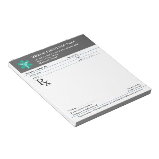 Doctor Prescription Medical RX Pad – Charcoal Grey ノートパッド (アングル)