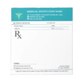 Doctor Prescription Medical RX Pad – Medical Teal ノートパッド (正面)