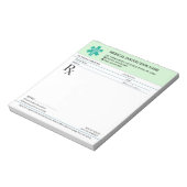 Doctor Prescription Medical RX Pad – Mint Green ノートパッド (回転)