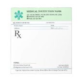 Doctor Prescription Medical RX Pad – Mint Green ノートパッド (正面)