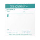 Doctor Prescription Teal Medical RX Pad ノートパッド (正面)
