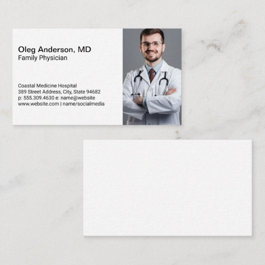 Doctor Smiling in Lab Coat 名刺 (正面/裏面)