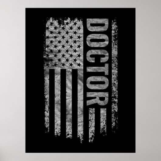 Doctor USA Flag Distressed design ポスター (正面)