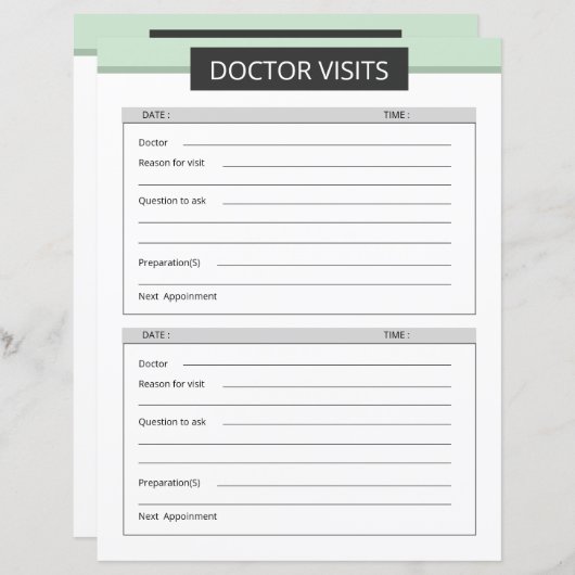 Doctor visit planner template (正面/裏面)