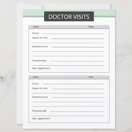 Doctor visit planner template (正面)