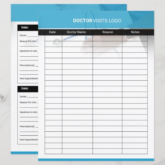 Doctor Visit Planner Template (正面/裏面)