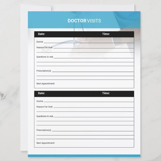 Doctor Visit Planner Template (裏面)
